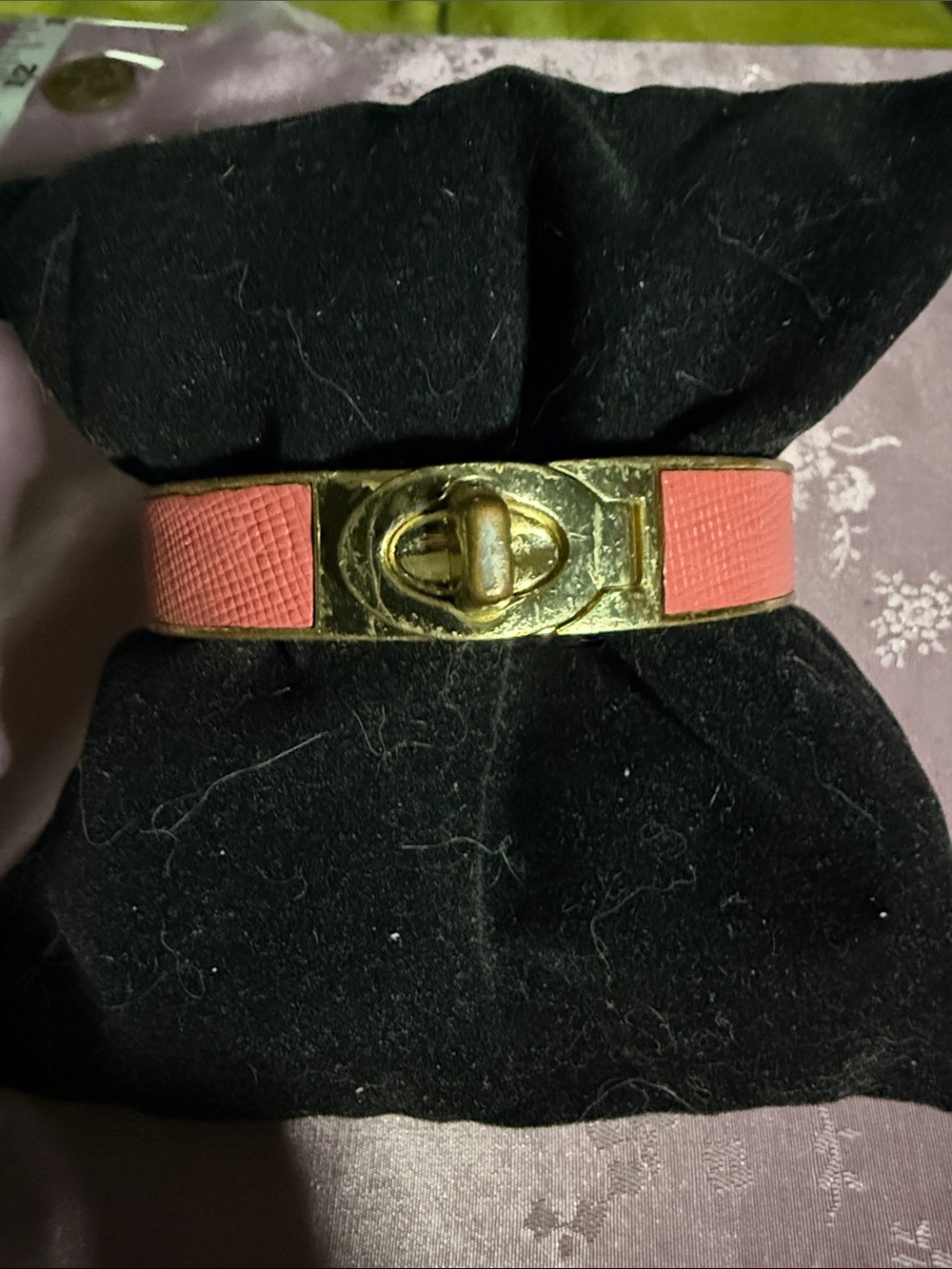 Gold-Tone Coral Leather Turn-Lock Bracelet by Coach